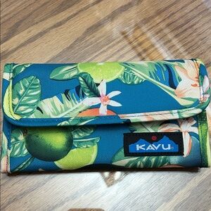 KAVU Leafy Print Wallet with Blue and Green
